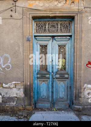 Straying from the main tourist artery, Ledra street in Nicosia Cyprus gives sightseers views of interesting buildings and details like this door Stock Photo