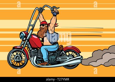 biker on chopper, motorcycle transport Stock Vector