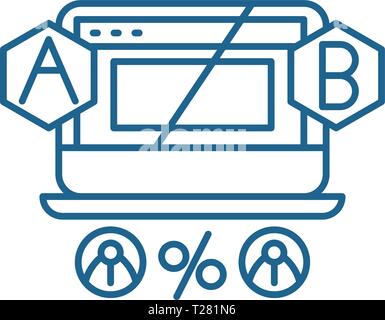 Ab testing line icon concept. Ab testing flat  vector symbol, sign, outline illustration. Stock Vector