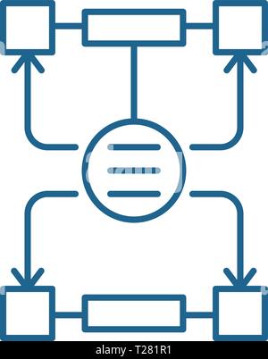 Algorithm of decisions line icon concept. Algorithm of decisions flat  vector symbol, sign, outline illustration. Stock Vector