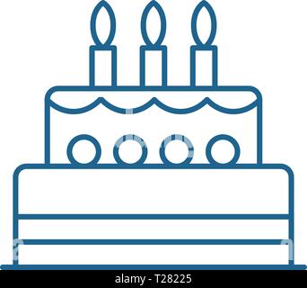 Birthday Cake Line Icon Concept Birthday Cake Vector Linear Illustration Symbol Sign Stock Vector Image Art Alamy