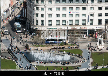 Around the UK - One of a selection of my images of the fountains in Piccadilly Gardens, Manchester Stock Photo