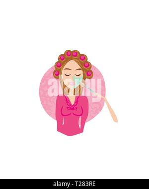 Woman having beauty treatments in the spa salon Stock Vector