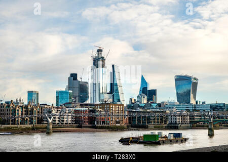 View of City of London from Blackfriars Station, Queen Victoria Street, Blackfriars, London Stock Photo