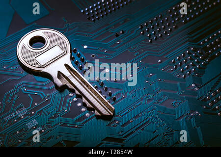 Background image of key on a microchip Stock Photo