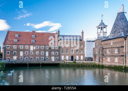 House Mill tidal watermill part of the three mills complex at Bromley by Bow on the River Lee Stock Photo