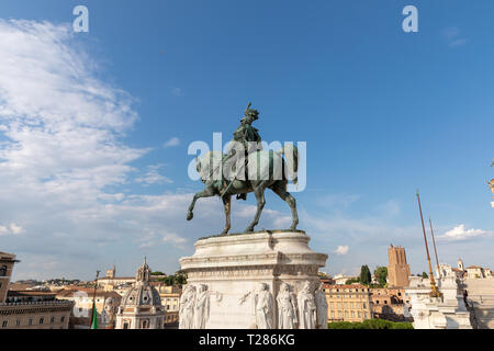 Rome, Italy - June 19, 2018: Equestrian statue of Vittorio Emanuele II at Piazza Venezia in Rome Stock Photo