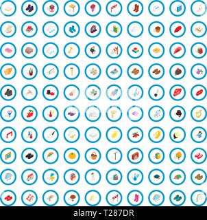 100 old icons set, isometric 3d style Stock Vector