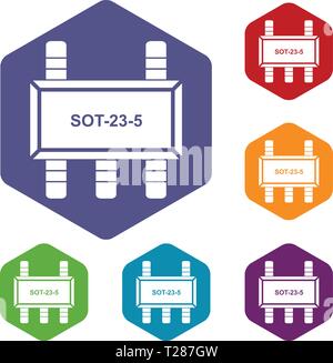 Military microchip icons vector hexahedron Stock Vector