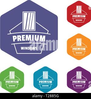 Premium material icons vector hexahedron Stock Vector