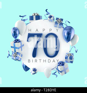 Happy birthday 70 year greeting card poster color Stock Photo - Alamy