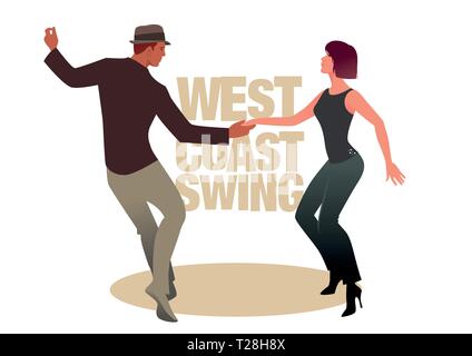 Young couple dancing swing. West Coast Style Stock Vector