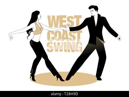 Young couple dancing swing. West Coast Style Stock Vector