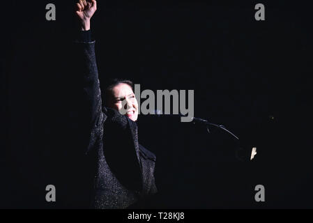 Napoli, Italy. 30th Mar, 2019. The Italian singer- songwriter Elisa Toffoli known as Elisa performs live on stage at Teatro Augusteo in Napoli with her 'Diari Aperti' Tour 2019 Credit: Paola Visone/Pacific Press/Alamy Live News Stock Photo