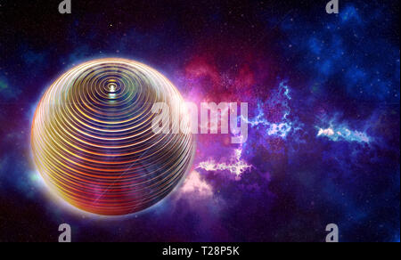 Artistic modern ball in a colorful galaxy background Stock Photo