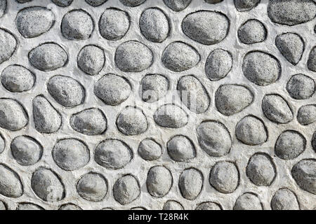 River rock wall pattern Stock Photo
