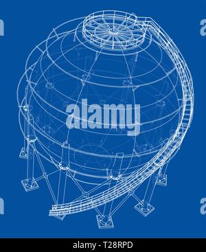 Spherical gas tank outline. Vector Stock Vector