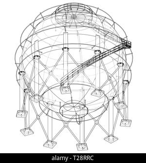 Spherical gas tank outline. Vector Stock Vector