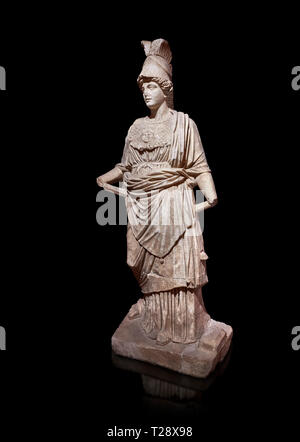 Roman statue of Athena. Marble. Perge. 2nd century AD. Inv no . Antalya Archaeology Museum; Turkey. Against a black background. Stock Photo