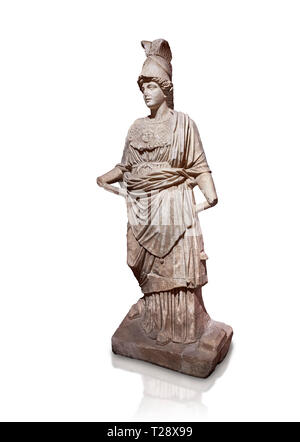 Roman statue of Athena. Marble. Perge. 2nd century AD. Inv no . Antalya Archaeology Museum; Turkey. Against a white background. Stock Photo