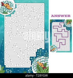 Cartoon game puzzle with solution. Vector illustration with separate layers. Stock Vector