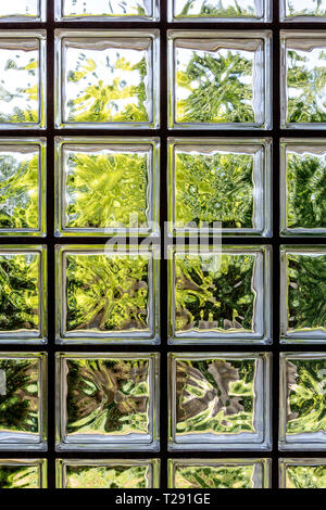 colored glass block wall for background Stock Photo
