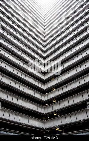 Ping Shek Estate, Tight Space open corridor, public housing, Hong Kong , Architecture, guiding lines, Real estate building, instagram place Stock Photo