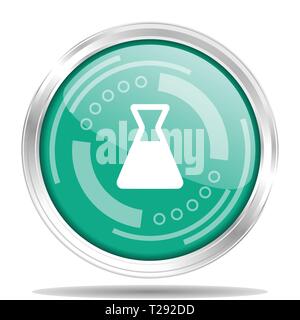 Laboratory silver metallic chrome border round web icon, vector illustration for webdesign and mobile applications isolated on white background Stock Vector