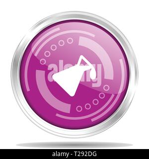 Chemistry silver metallic chrome border round web icon, vector illustration for webdesign and mobile applications isolated on white background Stock Vector