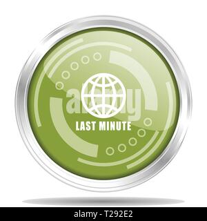 Last minute silver metallic chrome border round web icon, vector illustration for webdesign and mobile applications isolated on white background Stock Vector