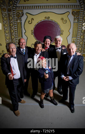 Cannon and Ball, The Krankies, Jimmy Cricket, Frank Carson and Paul Daniels pictured on stage at the Winter Gardens in Blackpool. The veteran comedians and entertainers were promoting their forthcoming show entitled the Best of British Variety Tour 2008, which runs at venues across England and Wales during August and September. Stock Photo