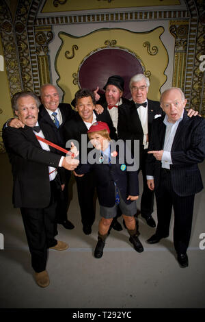 Cannon and Ball, The Krankies, Jimmy Cricket, Frank Carson and Paul Daniels pictured on stage at the Winter Gardens in Blackpool. The veteran comedians and entertainers were promoting their forthcoming show entitled the Best of British Variety Tour 2008, which runs at venues across England and Wales during August and September. Stock Photo