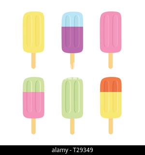 Set of ice cream on a stick Stock Vector