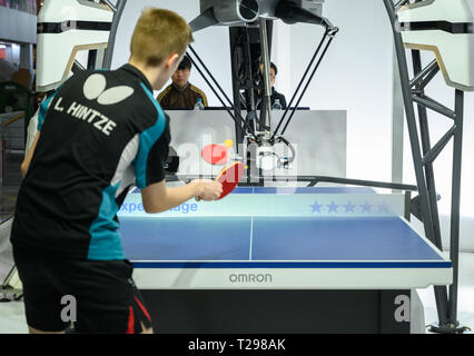 Man Playing Table Tennis Against Black Background Stock Photo Alamy