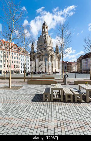 Dresden, Germany. 20th Mar, 2019. View of the Neumarkt with the Frauenkirche. Credit: Robert Michael/dpa-Zentralbild/ZB/dpa/Alamy Live News Stock Photo