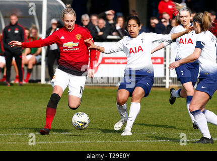 Cheshunt, UK. 31st Mar, 2019. Leah Galton of Manchester United Women during The FA Women's Championship match between Tottenham Hotspur Ladies and Manchester United Women at The Stadium, Cheshunt FC, Cheshunt, UK on 31 Mar 2019. Credit: Action Foto Sport/Alamy Live News Stock Photo