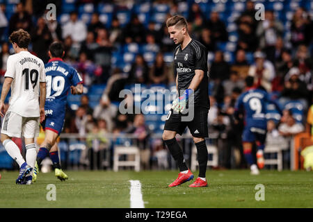 Santiago Bernabeu, Madrid, Spain. 31st Mar, 2019. La Liga football, Real Madrid versus SD Huesca; Luca Fernandez (Real Madrid) in action during the matc Credit: Action Plus Sports/Alamy Live News Stock Photo