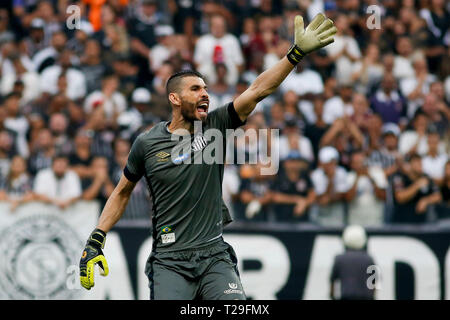 Sao Paulo Sp 31 03 19 Corinthians X Santos Rodrygo Do Santos During The Match Between Corinthians Vs Santos Valid For The Semi Final Of The Paulista 19 Championship Held At The