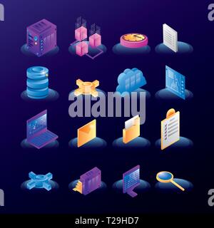 data center network icons center icons vector illustration design Stock Vector