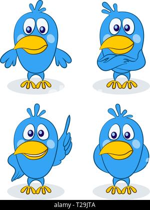 Blue Birds Chicks, Set Stock Vector