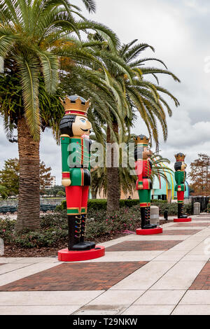 ORLANDO, FLORIDA, USA - DECEMBER, 2018: Nutcracker Christmas decoration at Eola Park, Downtown Orlando Stock Photo