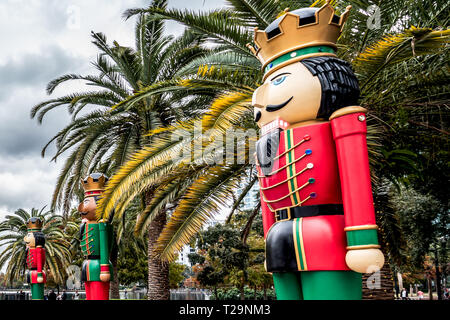 ORLANDO, FLORIDA, USA - DECEMBER, 2018: Nutcracker Christmas decoration at Eola Park, Downtown Orlando Stock Photo