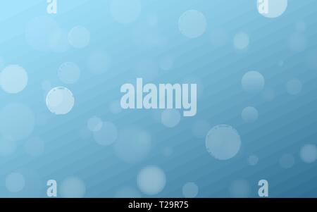 Light effect blue glares bokeh. Abstract lights bokeh on blue background. Blue gradient. Blurred lights. Snowfall effect. Random blurry spots. Vector  Stock Vector