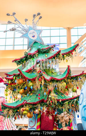 ORLANDO, FLORIDA, USA - DECEMBER, 2018: Colorful Christmas decoration at Mall Mall at Millenia, Orlando, Florida, United States. Stock Photo