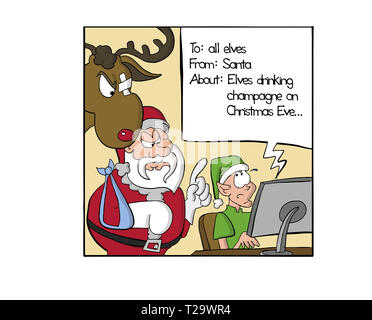 Santa angry with the elves Stock Photo