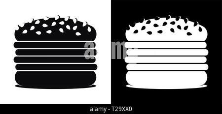 Set of Icons with Burgers on a black and white background. Vector illustration in flat style isolated in EPS10. Stock Vector