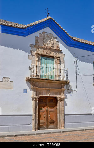 Almagro, Spain - June 1, 2018: Ancient door in Santo Domingo Square at the old town of Almagro. Castilla la Mancha. Spain Stock Photo