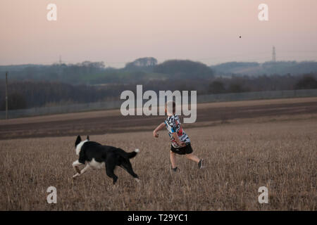 Young boy and his best friend Stock Photo