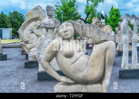 MOSCOW, RUSSIA - JULY 21, 2018: Allegorical sculpture of the Moscow river Stock Photo