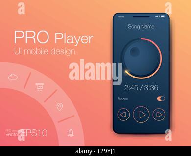 UX audio player templates. Stock vector eps10 Stock Vector
